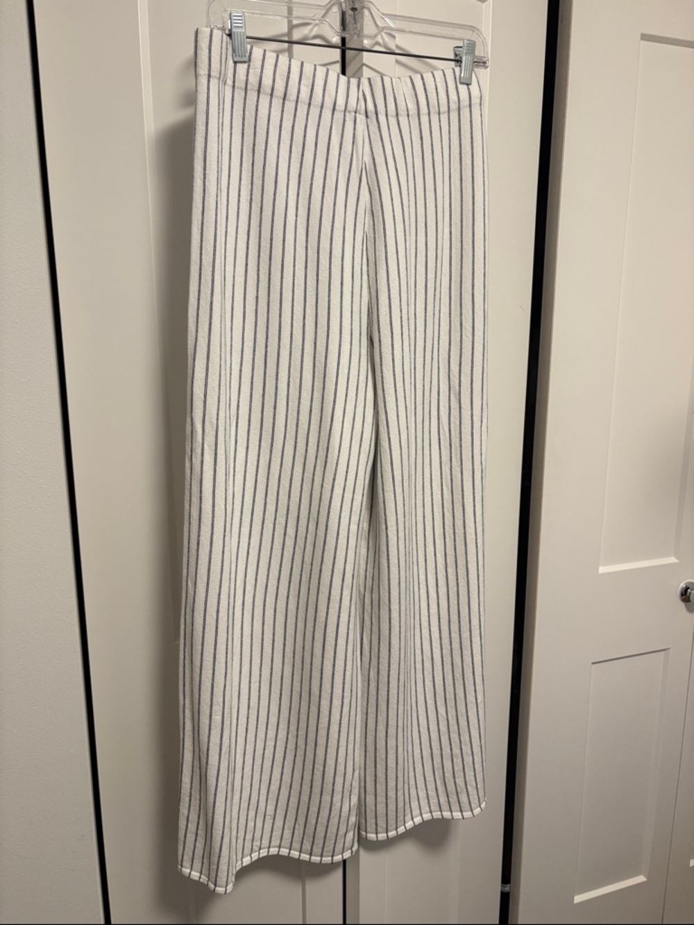 NWT [NIC+ZOE] Destination Pinstripe Wide-leg White Casual Pants Womens L or XL - Picture 8 of 10
